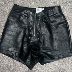 Princess Polly zipper leather shorts